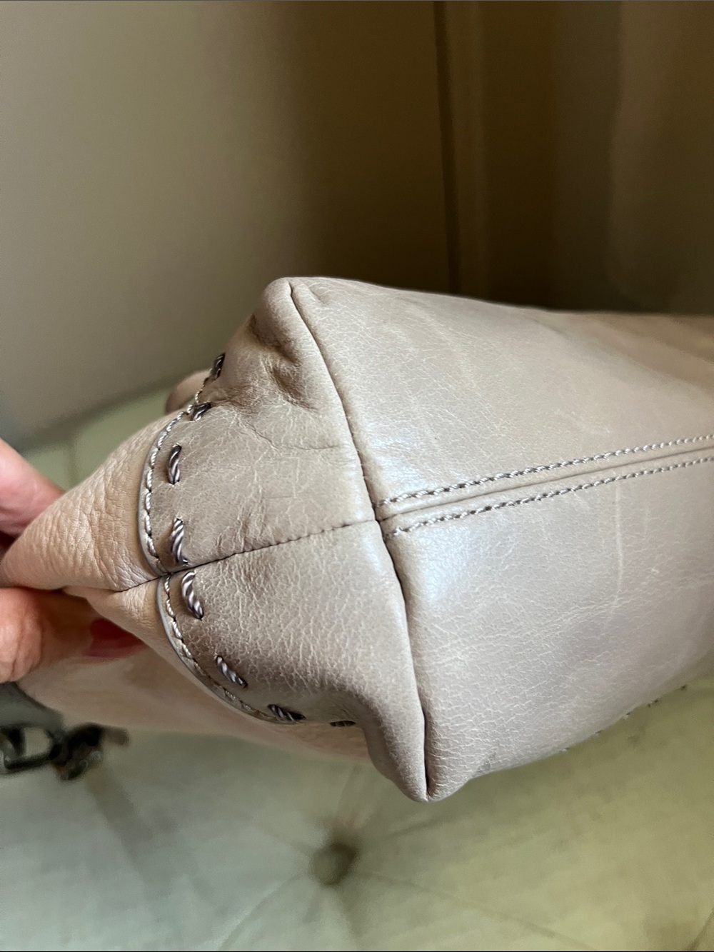 The Sak Cream Pebbled Leather Shoulder Bag with Brown Braided Handle - Picture 9 of 15